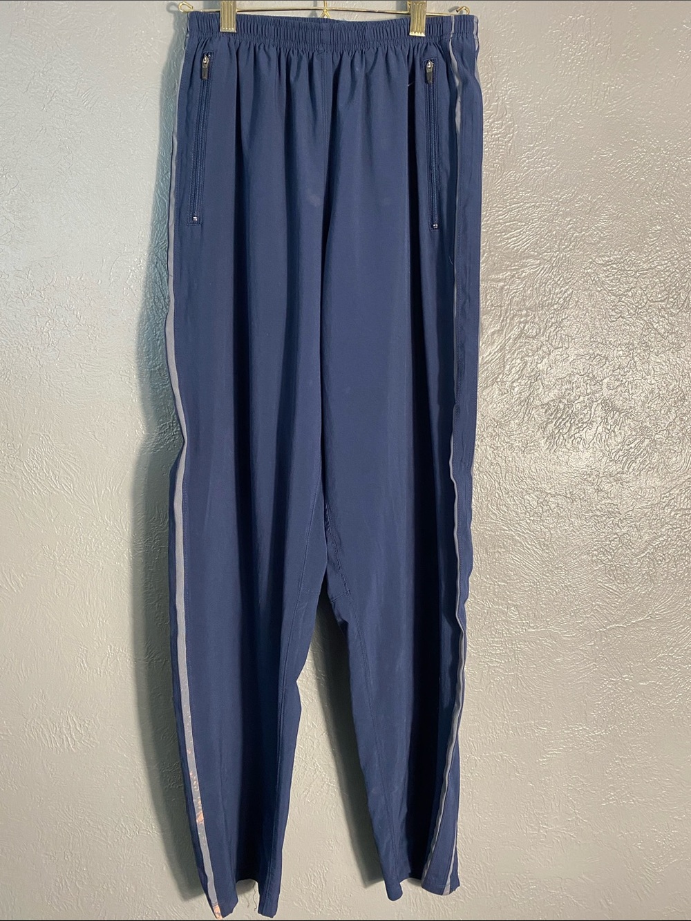 Nike Dri-FIT Track Pants Small Blue Side Stripe Athletic Jogger Workout